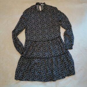 FB Sister Womens Black And White Floral Summer Long Sleeve Light Short Dress 🌷